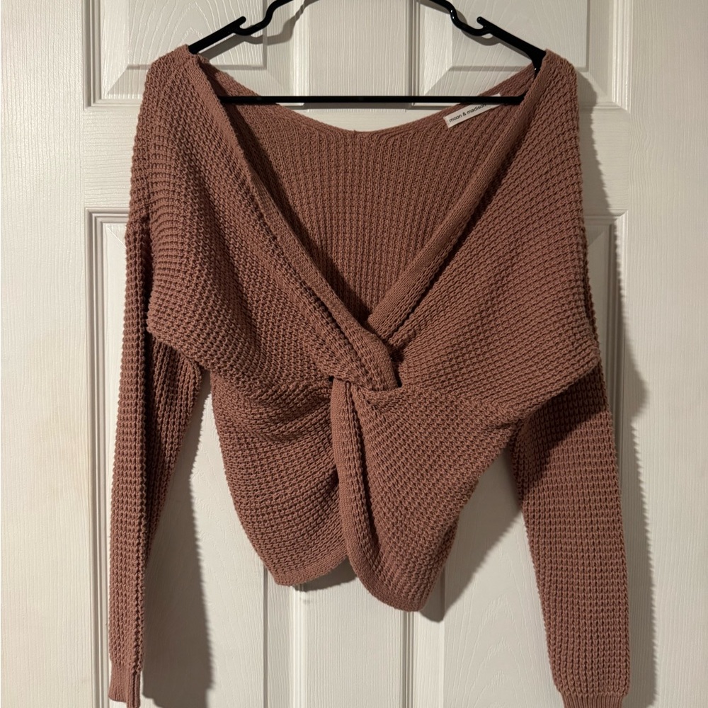 moon & madison Off-the-Shoulder Sweater - Tan
